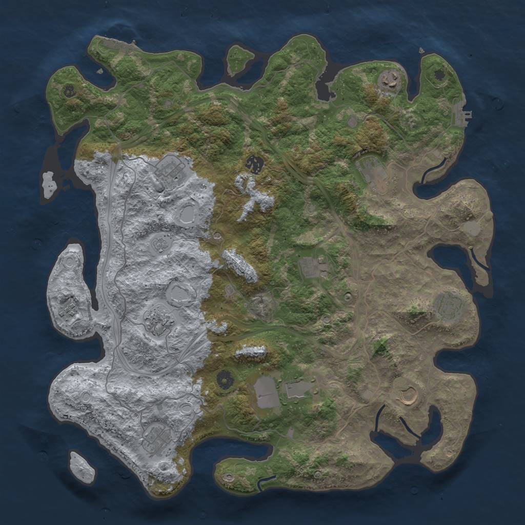 Rust Map: Procedural Map, Size: 4350, Seed: 123654, 18 Monuments