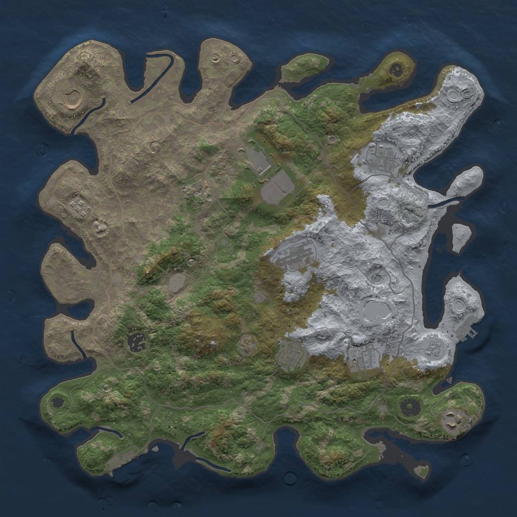 Rust Map: Procedural Map, Size: 4000, Seed: 196855877, 17 Monuments