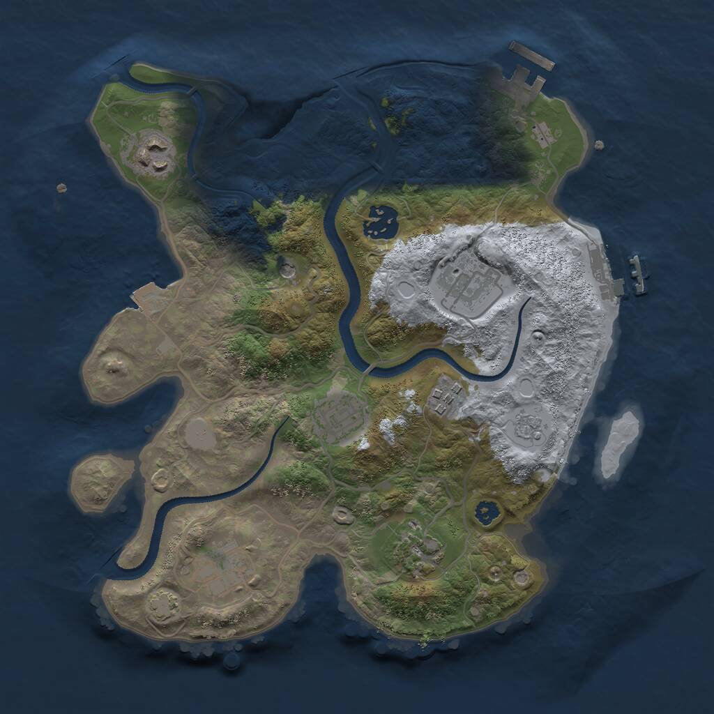Rust Map: Procedural Map, Size: 3000, Seed: 1262908820, 13 Monuments