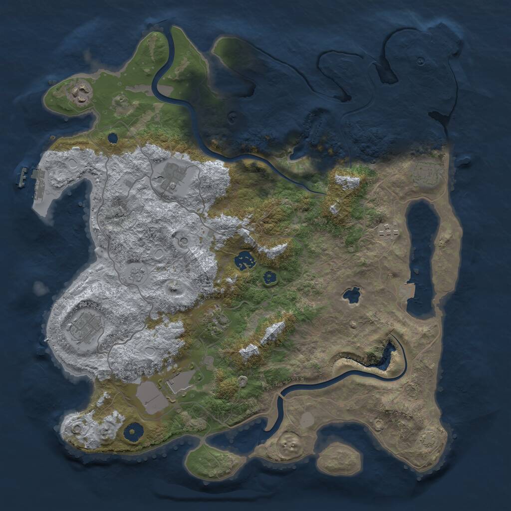 Rust Map: Procedural Map, Size: 4000, Seed: 9398029, 14 Monuments
