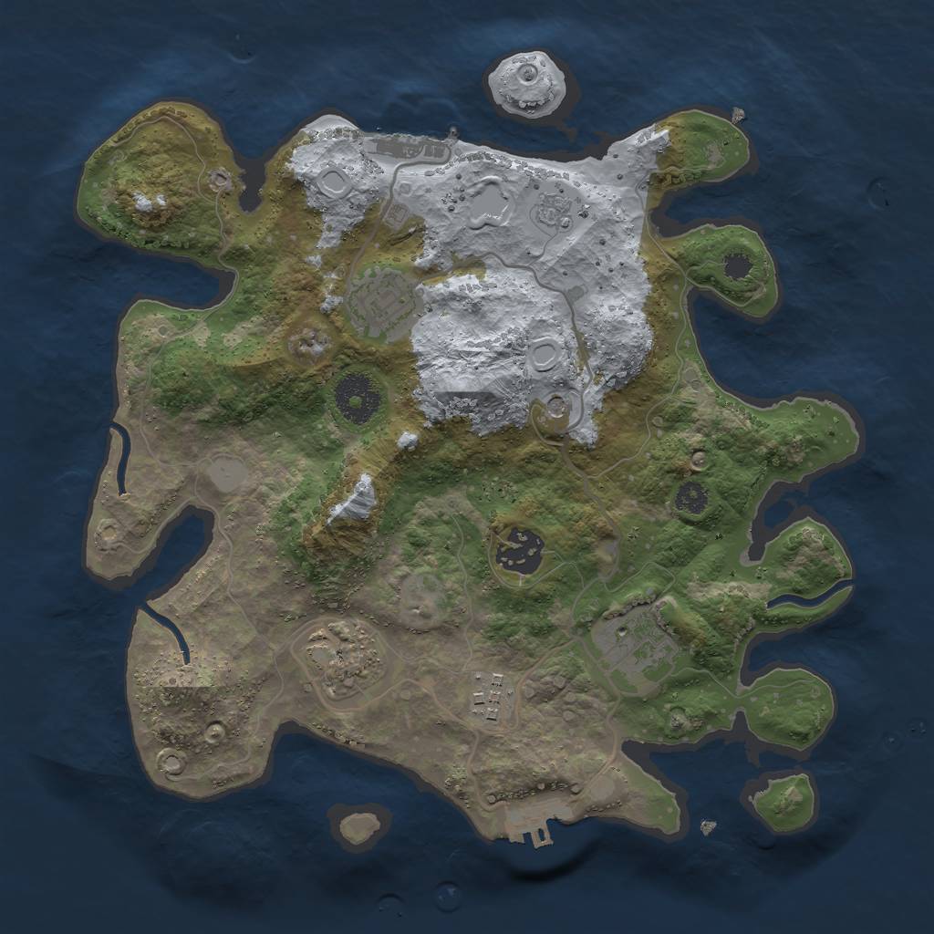 Rust Map: Procedural Map, Size: 3000, Seed: 1974379656, 12 Monuments