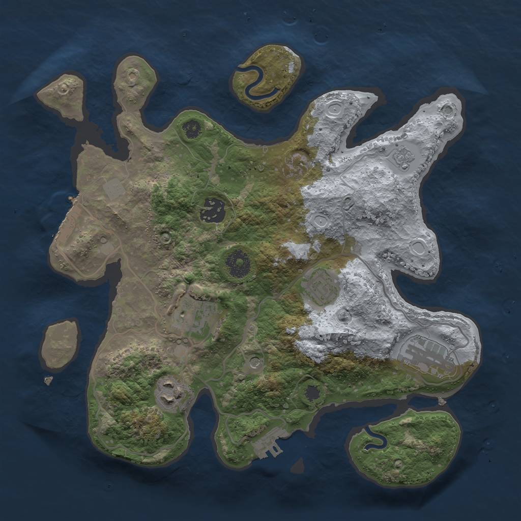 Rust Map: Procedural Map, Size: 3000, Seed: 25796, 12 Monuments