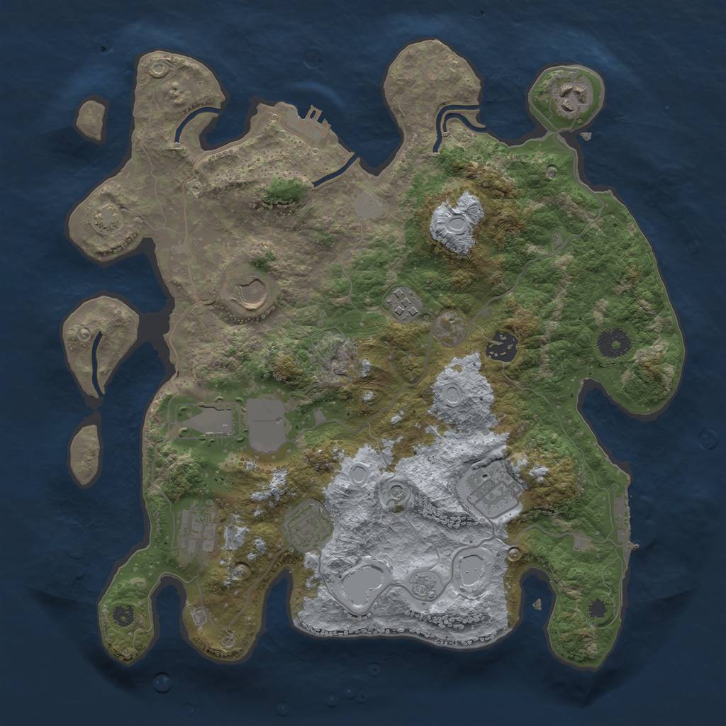 Rust Map: Procedural Map, Size: 3500, Seed: 94970228, 16 Monuments