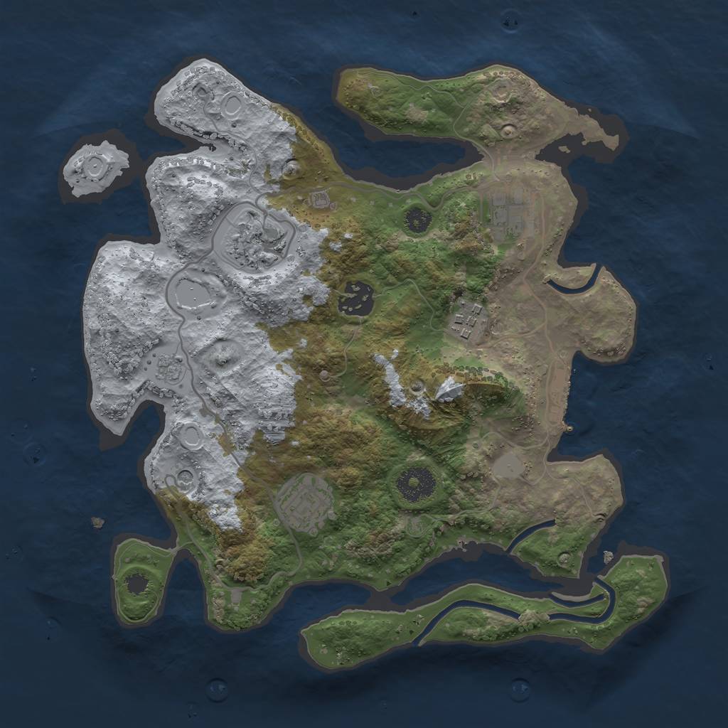 Rust Map: Procedural Map, Size: 3000, Seed: 8136, 11 Monuments