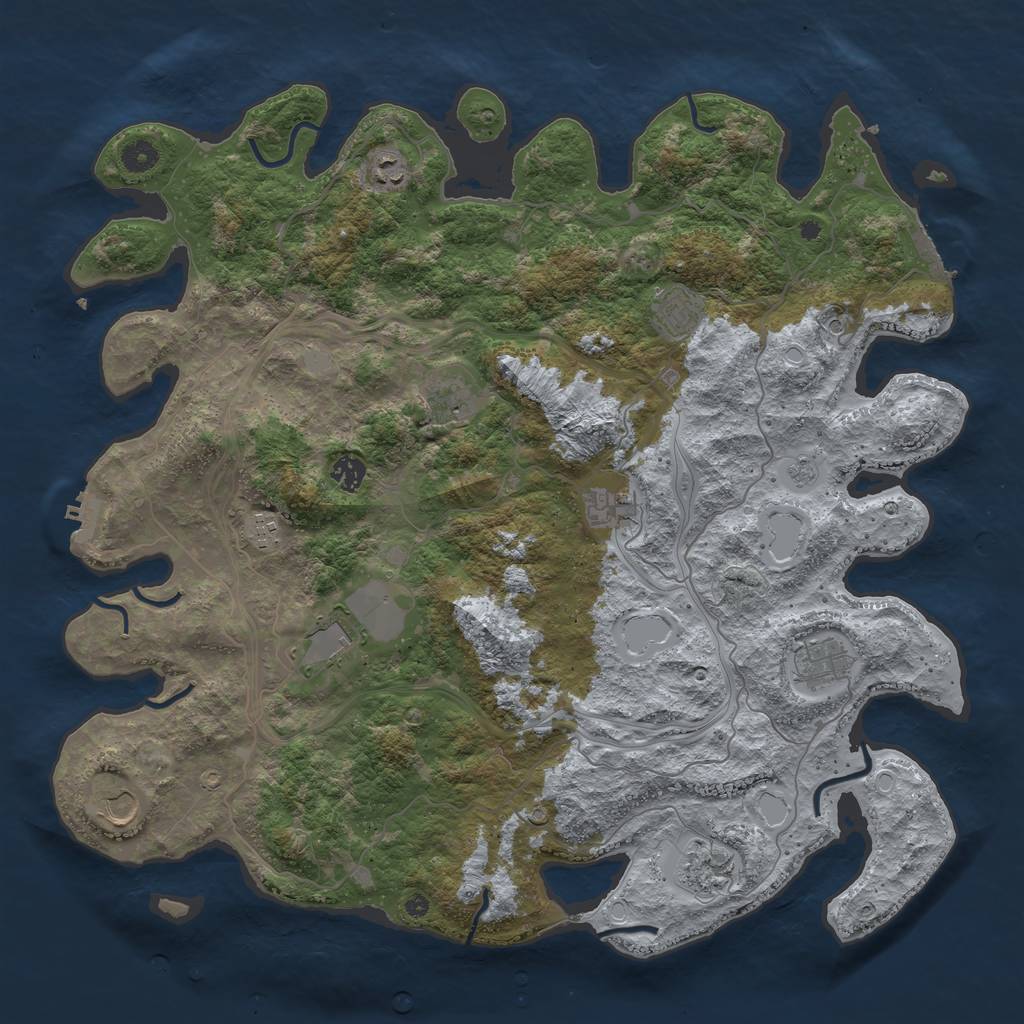 Rust Map: Procedural Map, Size: 4500, Seed: 23989, 17 Monuments