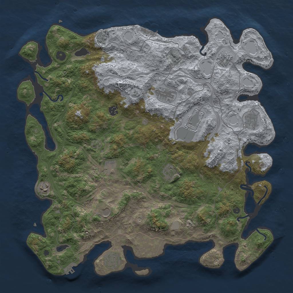 Rust Map: Procedural Map, Size: 4500, Seed: 414168774, 18 Monuments