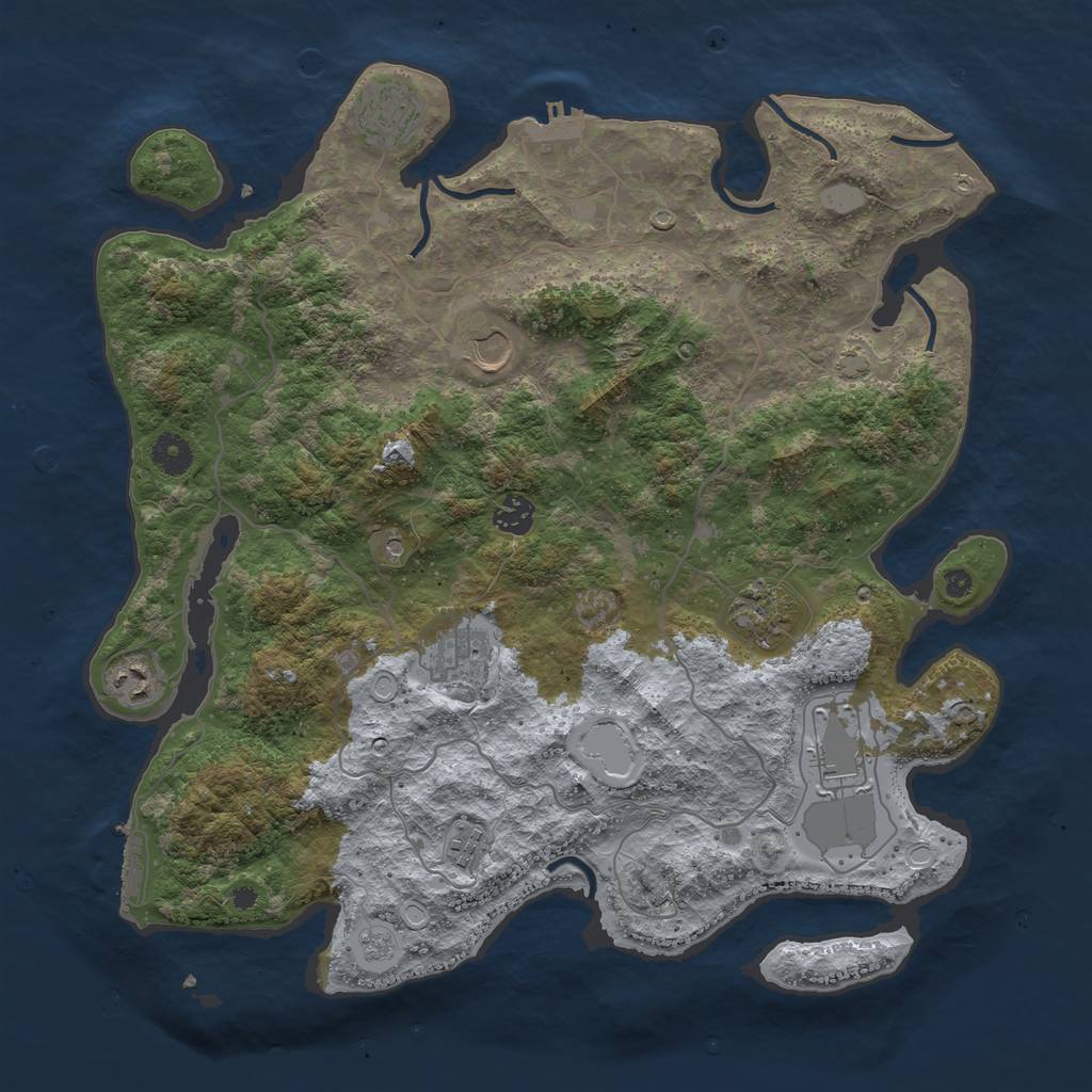 Rust Map: Procedural Map, Size: 4000, Seed: 525, 16 Monuments