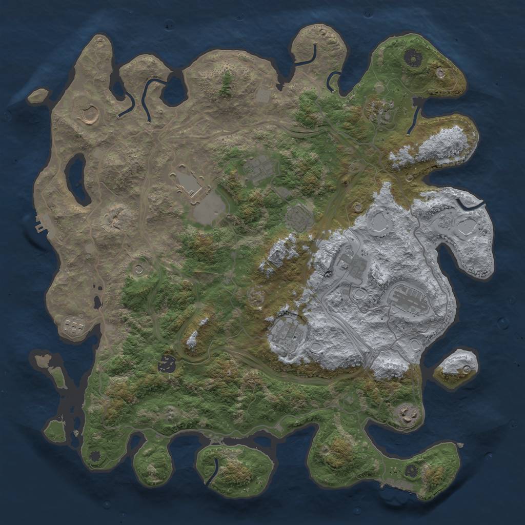 Rust Map: Procedural Map, Size: 4250, Seed: 930154274, 18 Monuments