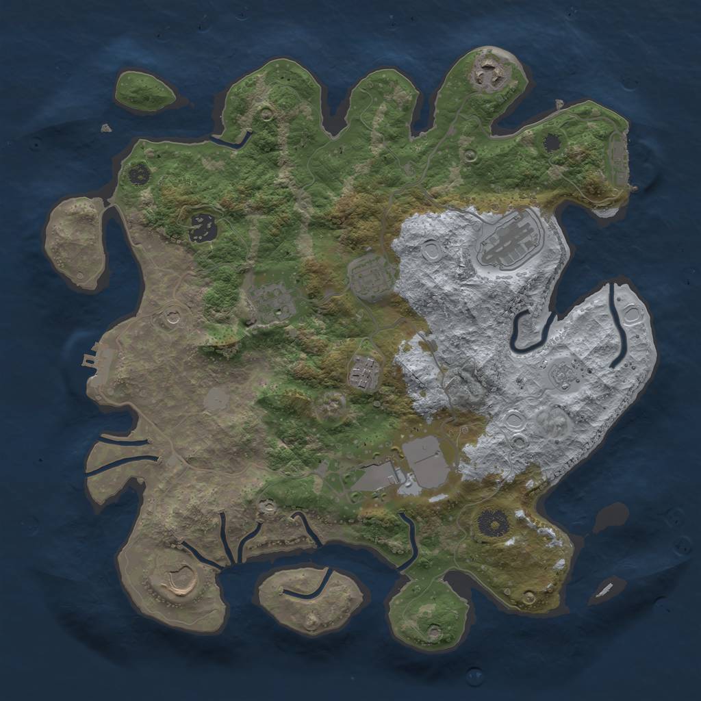 Rust Map: Procedural Map, Size: 3500, Seed: 931898401, 15 Monuments