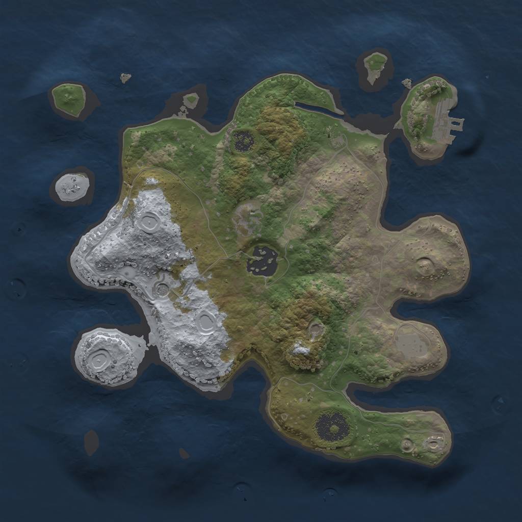 Rust Map: Procedural Map, Size: 2500, Seed: 1975156431, 6 Monuments