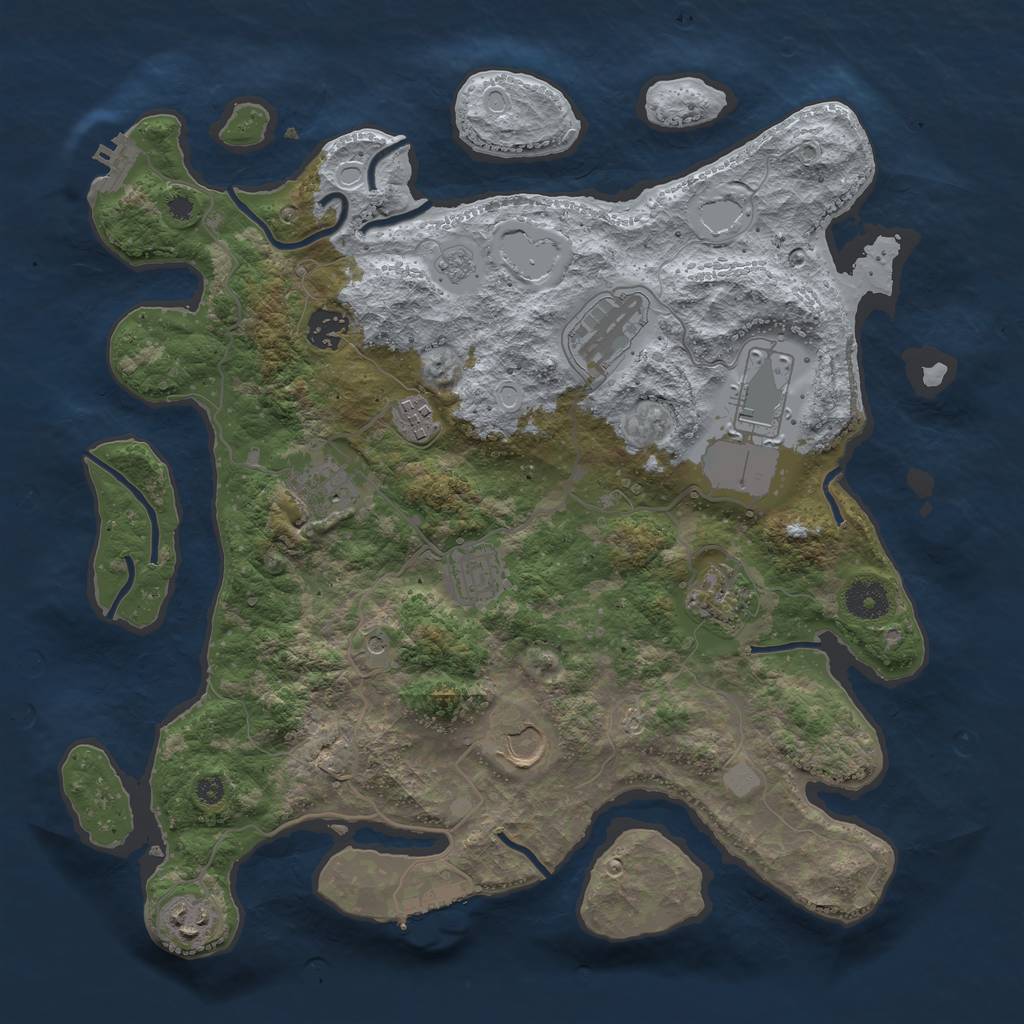 Rust Map: Procedural Map, Size: 3700, Seed: 1030258516, 16 Monuments