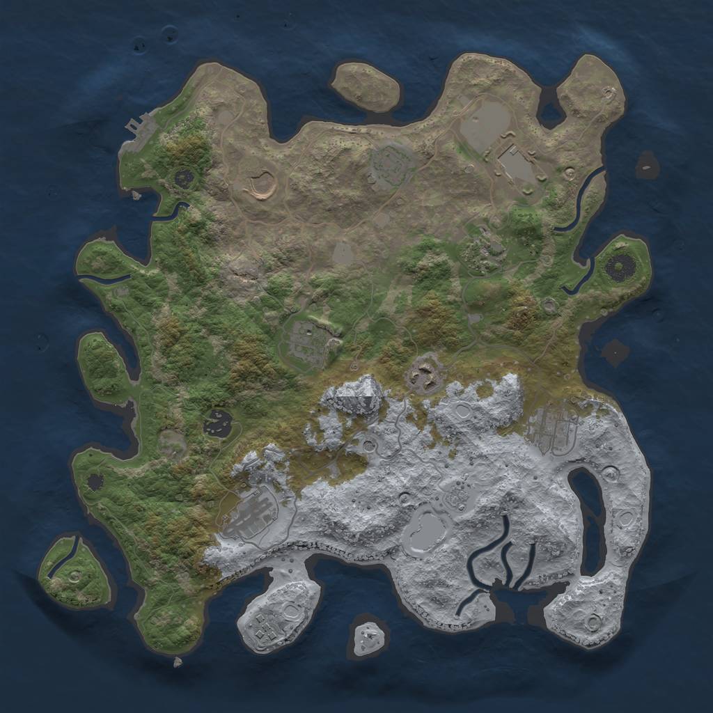 Rust Map: Procedural Map, Size: 3750, Seed: 37821453, 16 Monuments