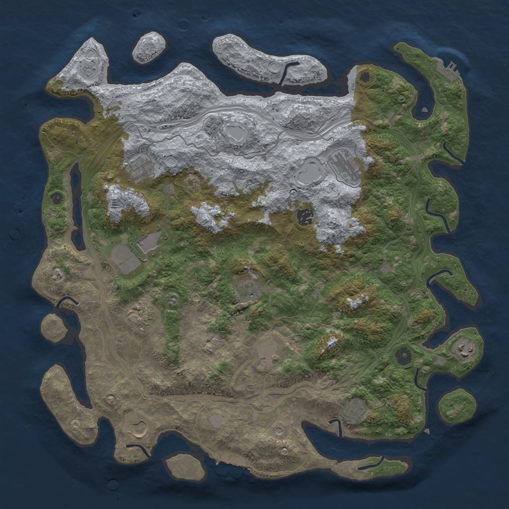 Rust Map: Procedural Map, Size: 4500, Seed: 399093462, 18 Monuments