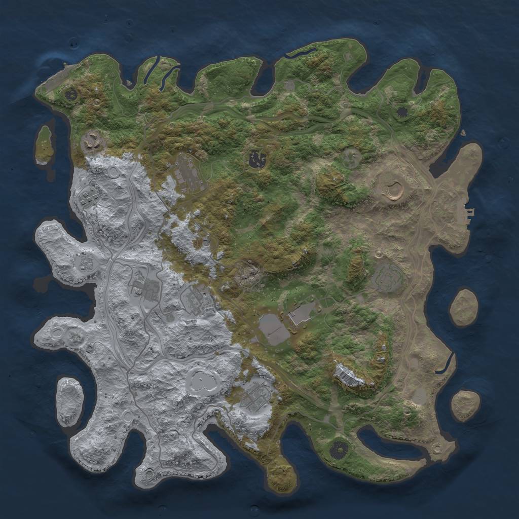 Rust Map: Procedural Map, Size: 4250, Seed: 1078296213, 17 Monuments
