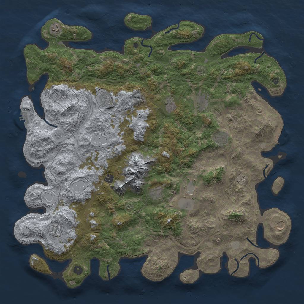 Rust Map: Procedural Map, Size: 5000, Seed: 719384804, 18 Monuments