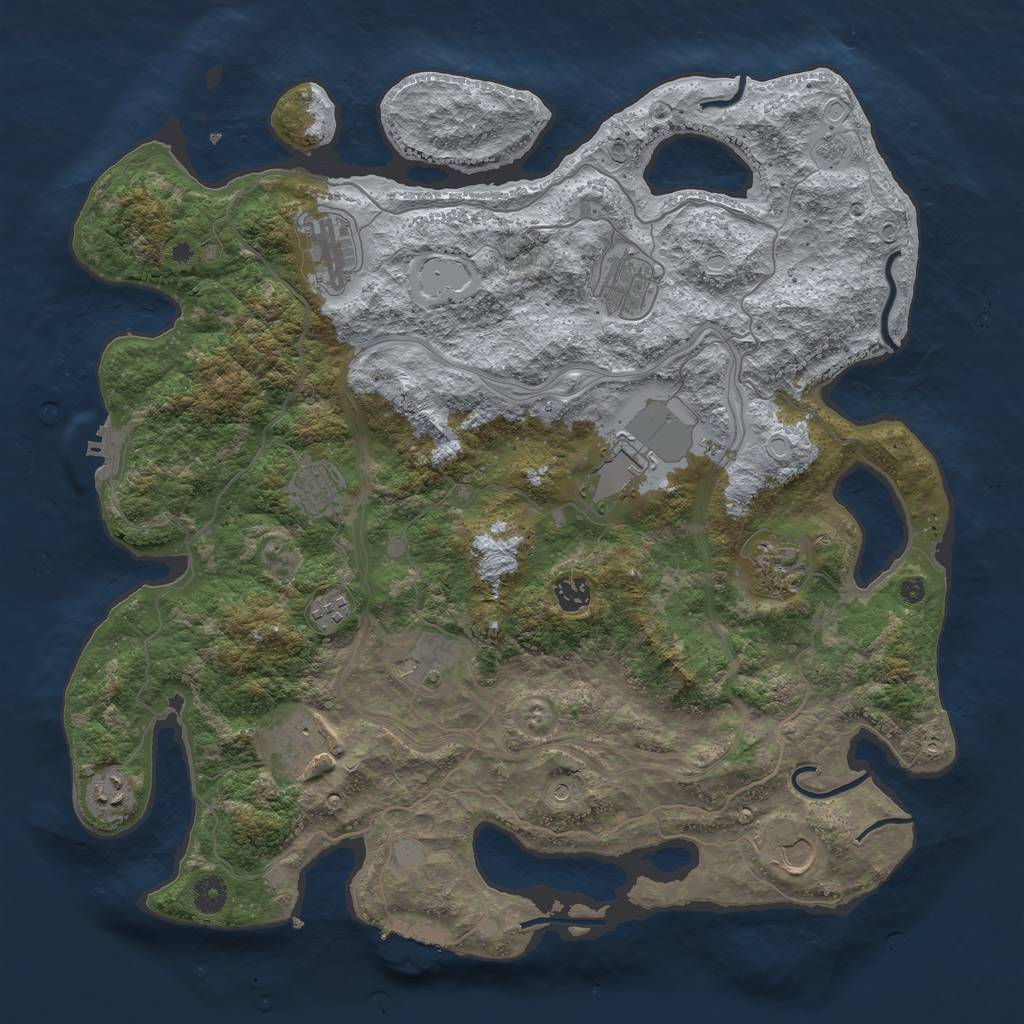 Rust Map: Procedural Map, Size: 4250, Seed: 1252327634, 18 Monuments
