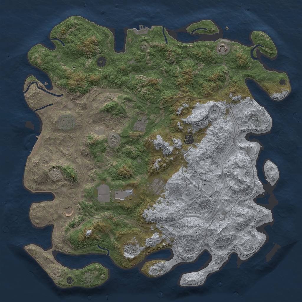 Rust Map: Procedural Map, Size: 4500, Seed: 717197652, 17 Monuments