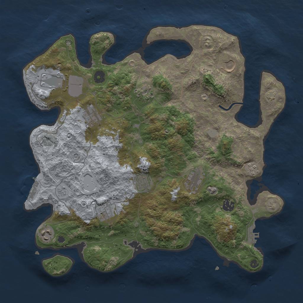 Rust Map: Procedural Map, Size: 3750, Seed: 51, 18 Monuments