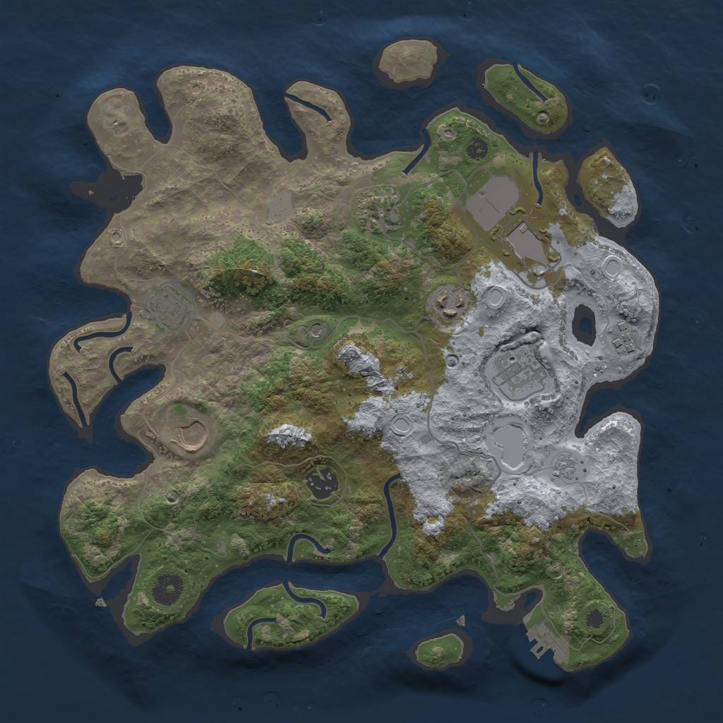 Rust Map: Procedural Map, Size: 3500, Seed: 309635995, 14 Monuments