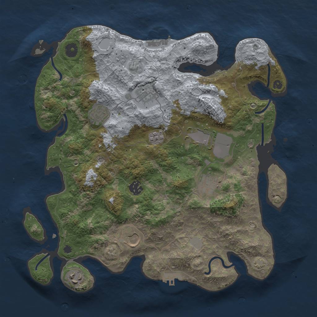 Rust Map: Procedural Map, Size: 3500, Seed: 1672336368, 16 Monuments