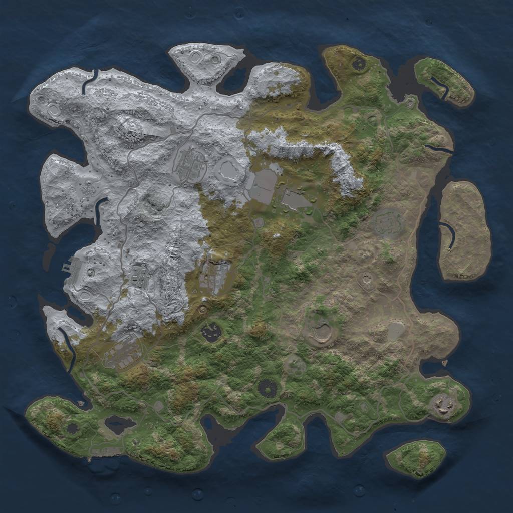 Rust Map: Procedural Map, Size: 4000, Seed: 517693667, 16 Monuments