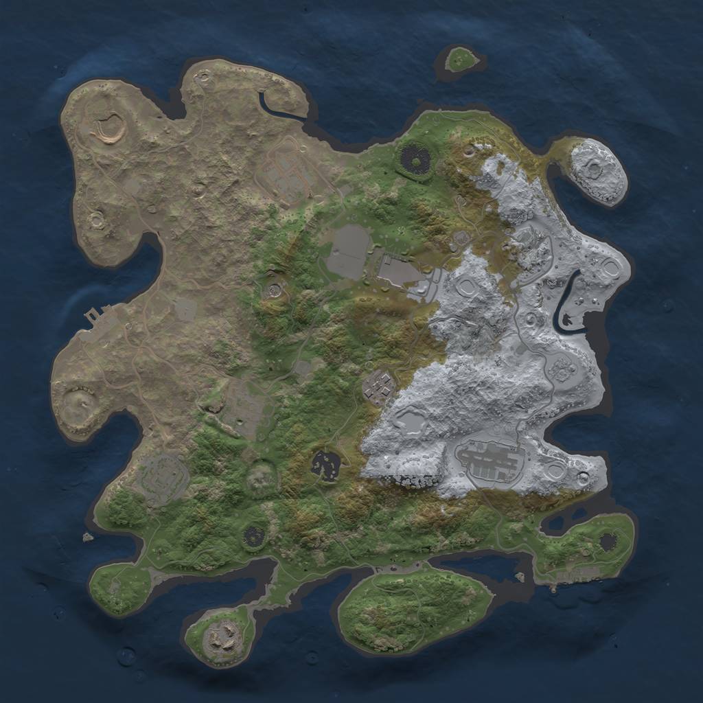 Rust Map: Procedural Map, Size: 3500, Seed: 2015040370, 17 Monuments