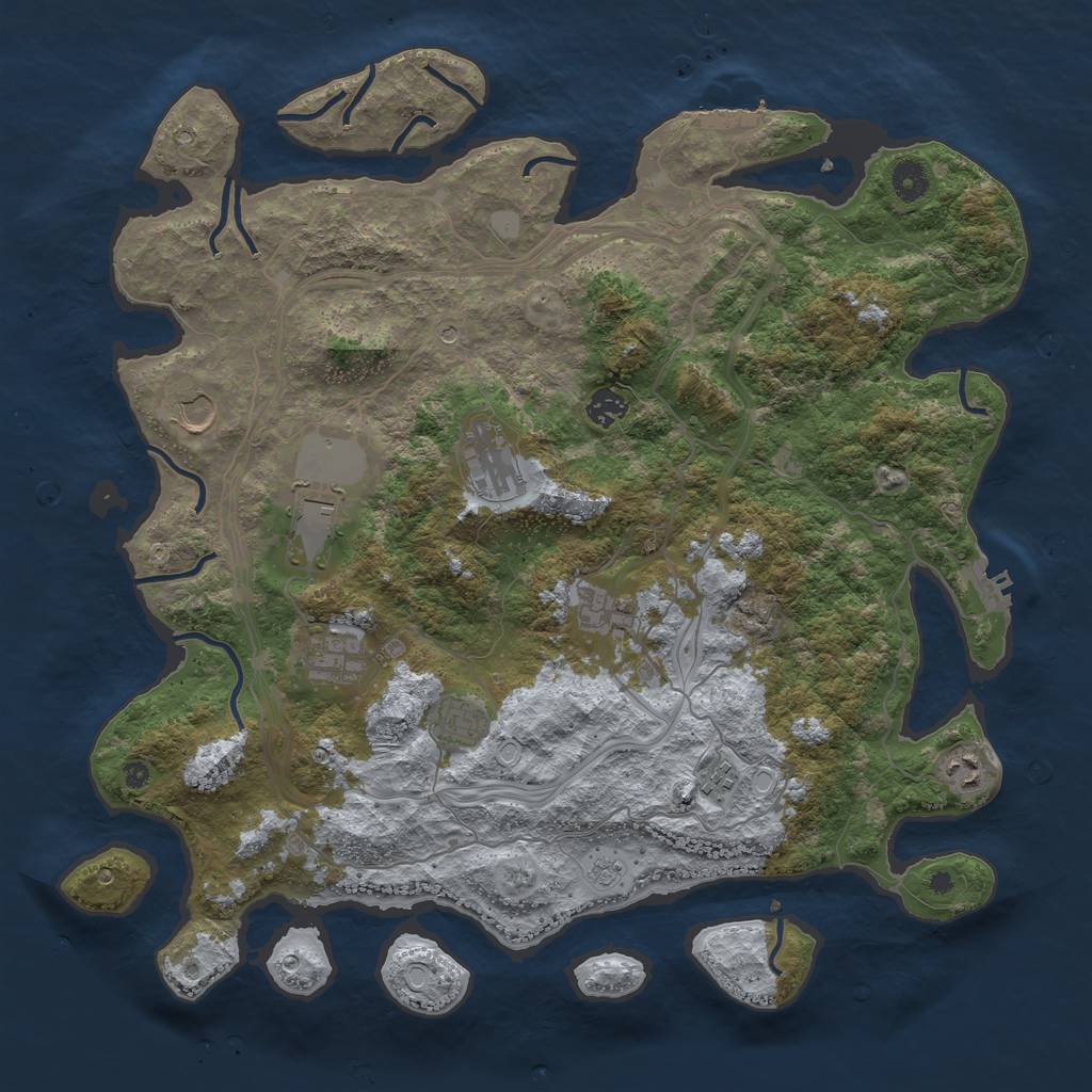 Rust Map: Procedural Map, Size: 4250, Seed: 1175165015, 16 Monuments