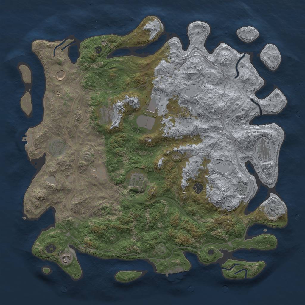 Rust Map: Procedural Map, Size: 4500, Seed: 206071458, 18 Monuments