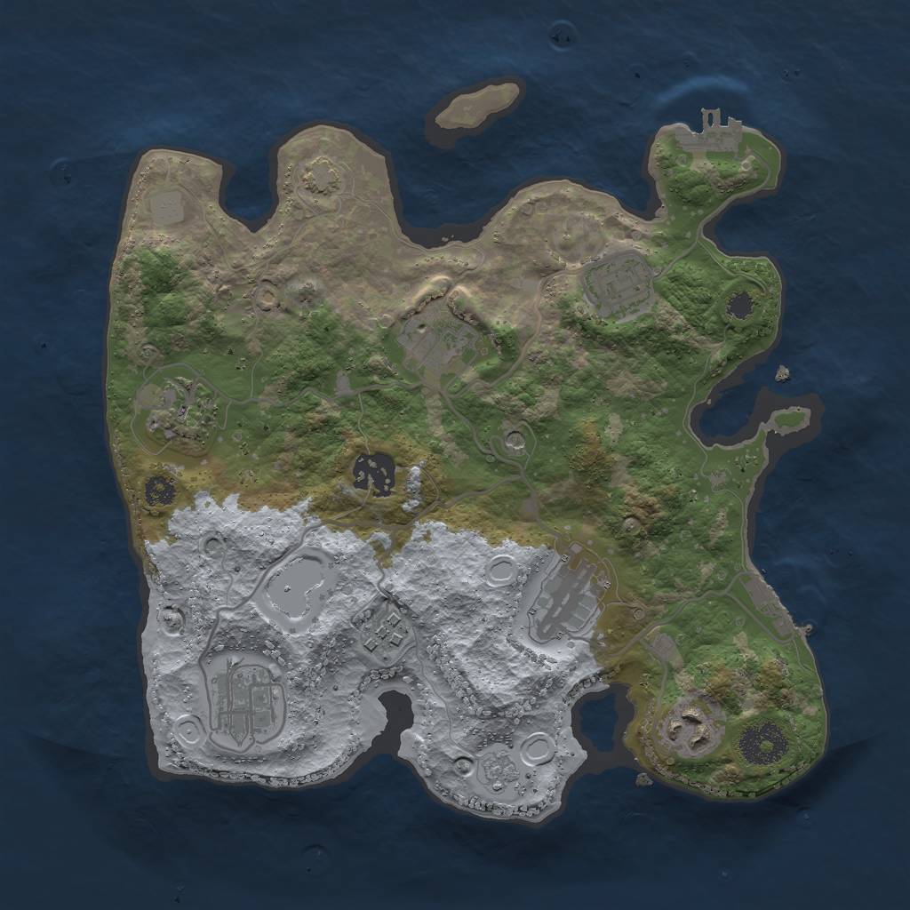 Rust Map: Procedural Map, Size: 3000, Seed: 1914545251, 16 Monuments