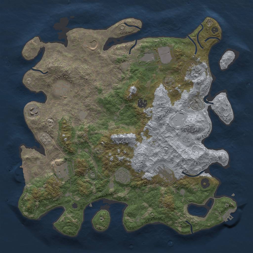 Rust Map: Procedural Map, Size: 3900, Seed: 20230504, 17 Monuments