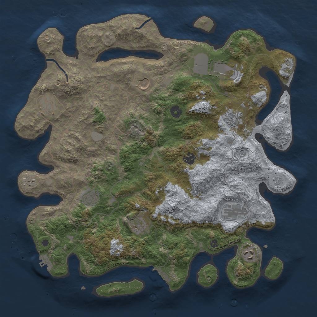 Rust Map: Procedural Map, Size: 4000, Seed: 698008284, 17 Monuments