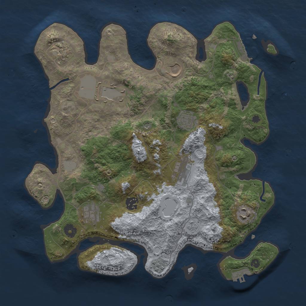 Rust Map: Procedural Map, Size: 3500, Seed: 55390895, 16 Monuments