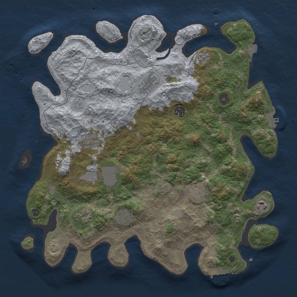 Rust Map: Procedural Map, Size: 4000, Seed: 688825224, 17 Monuments