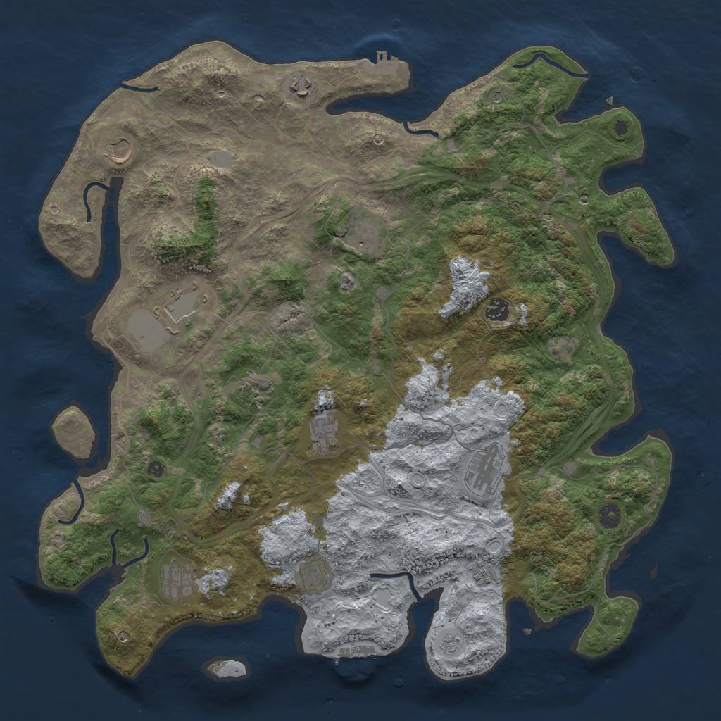 Rust Map: Procedural Map, Size: 4500, Seed: 298197589, 18 Monuments