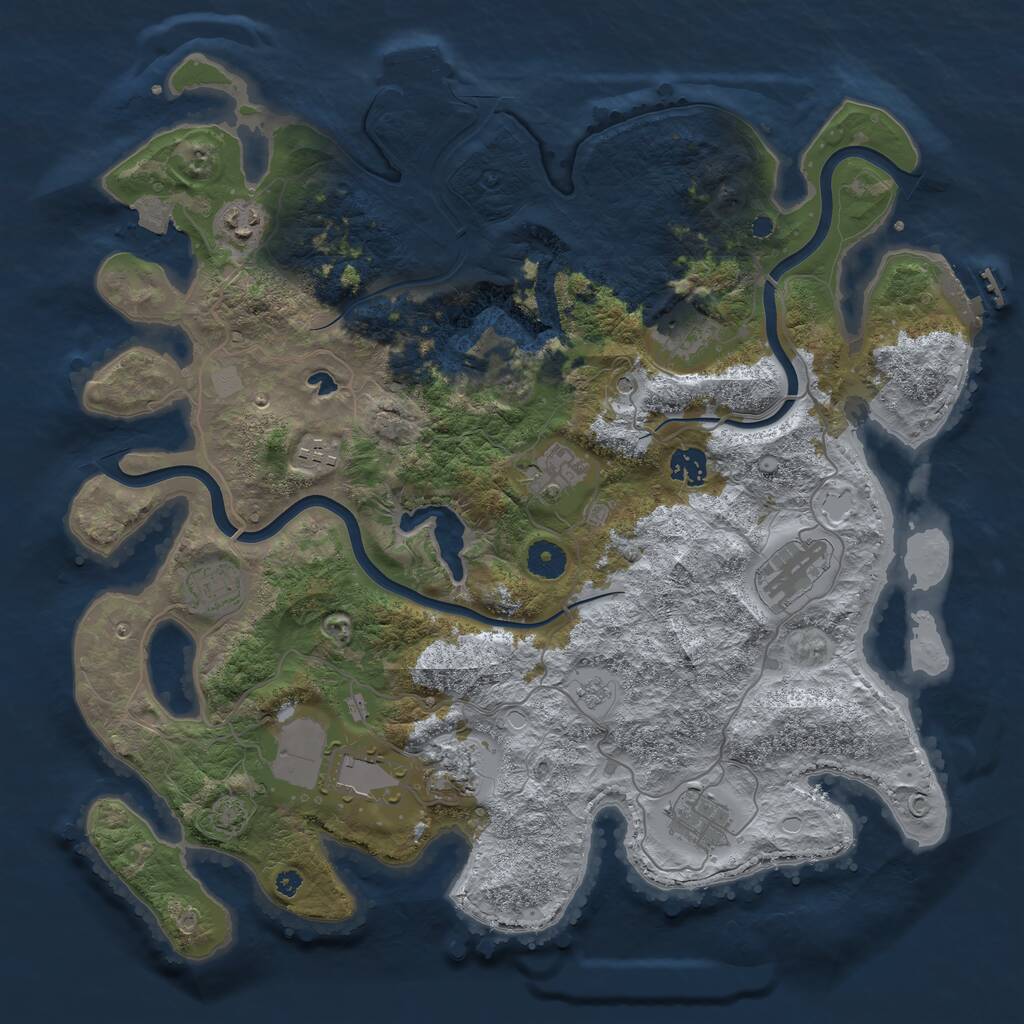 Rust Map: Procedural Map, Size: 4000, Seed: 677034590, 16 Monuments