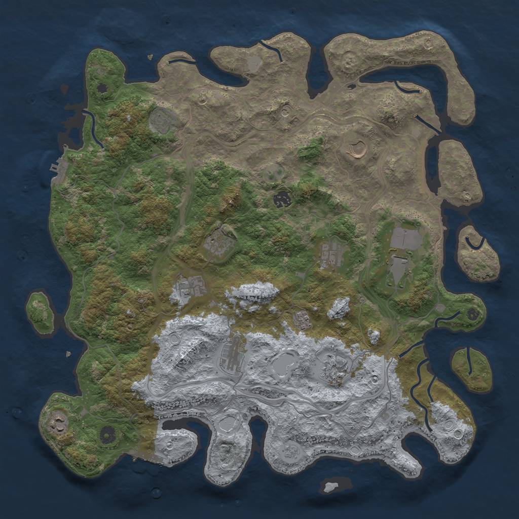 Rust Map: Procedural Map, Size: 4500, Seed: 1608603032, 18 Monuments