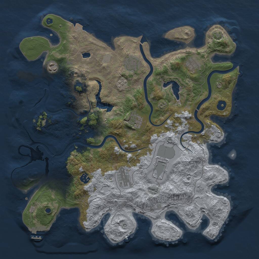 Rust Map: Procedural Map, Size: 4000, Seed: 157382198, 14 Monuments