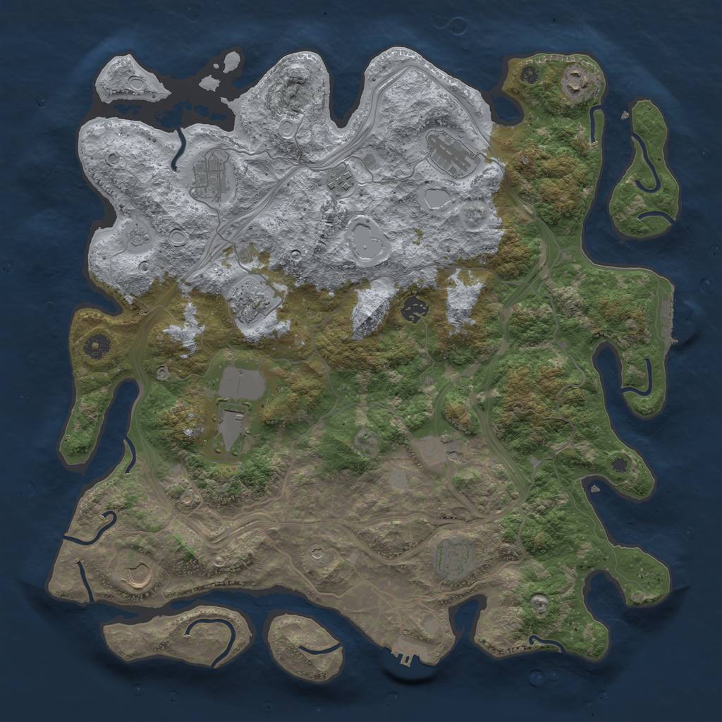 Rust Map: Procedural Map, Size: 4250, Seed: 1354867252, 17 Monuments