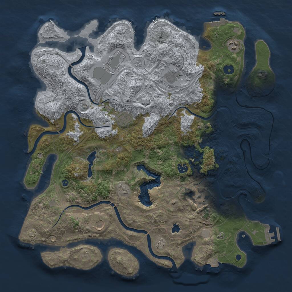 Rust Map: Procedural Map, Size: 4250, Seed: 1354867252, 14 Monuments