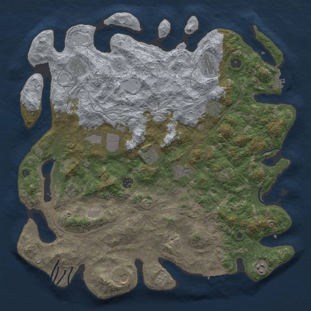 Rust Map: Procedural Map, Size: 4500, Seed: 386140, 18 Monuments