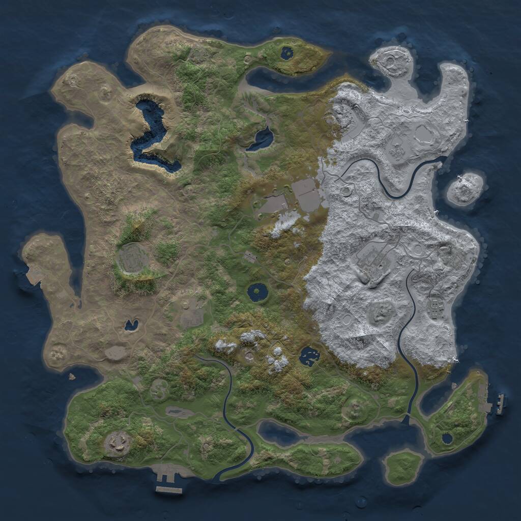 Rust Map: Procedural Map, Size: 4050, Seed: 1838085259, 14 Monuments