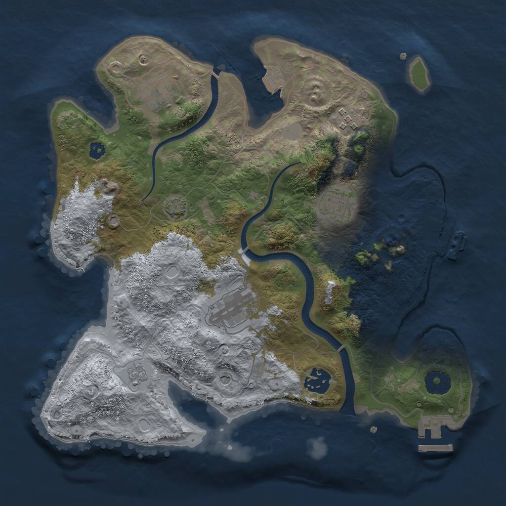 Rust Map: Procedural Map, Size: 3000, Seed: 1824541782, 11 Monuments