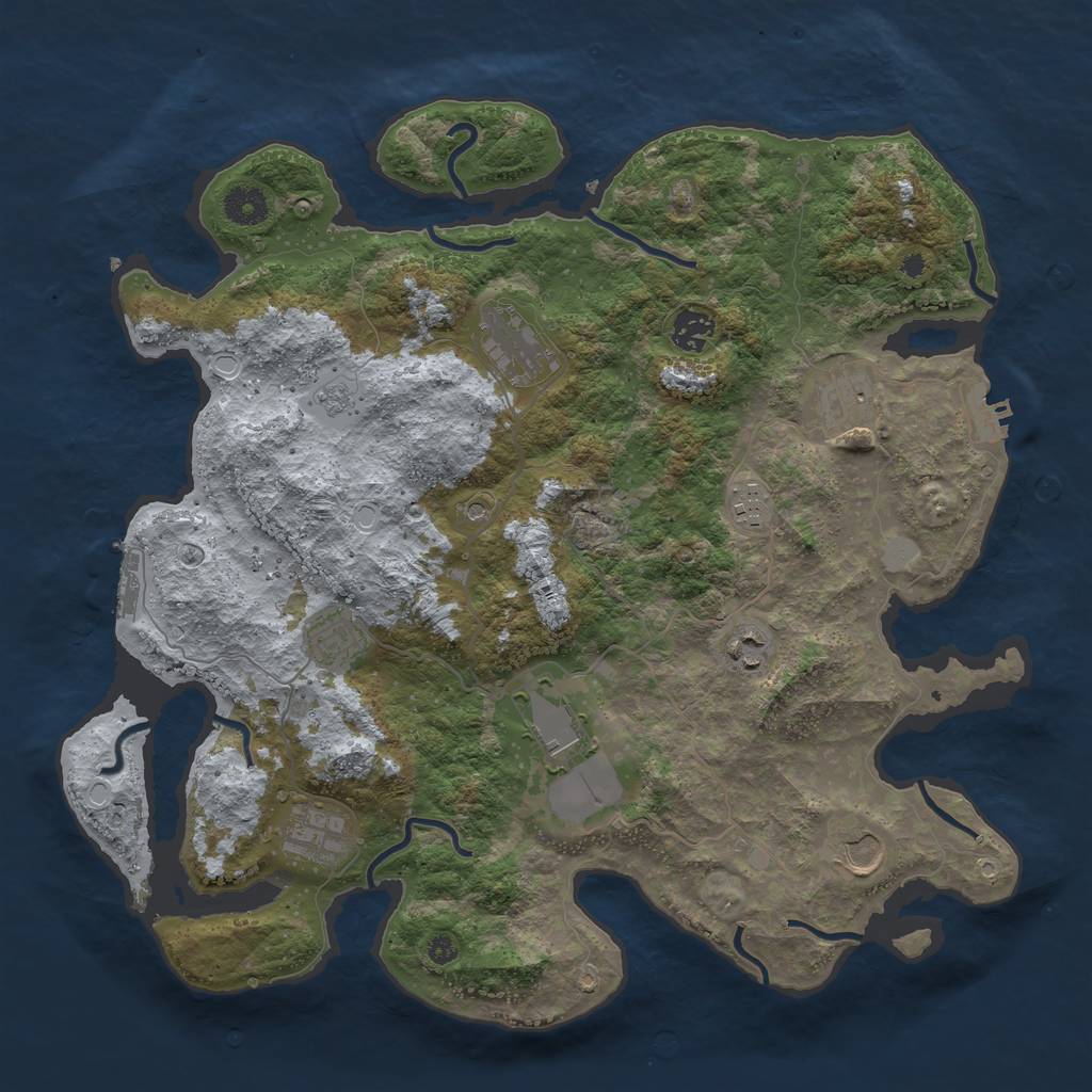Rust Map: Procedural Map, Size: 3900, Seed: 522181445, 16 Monuments