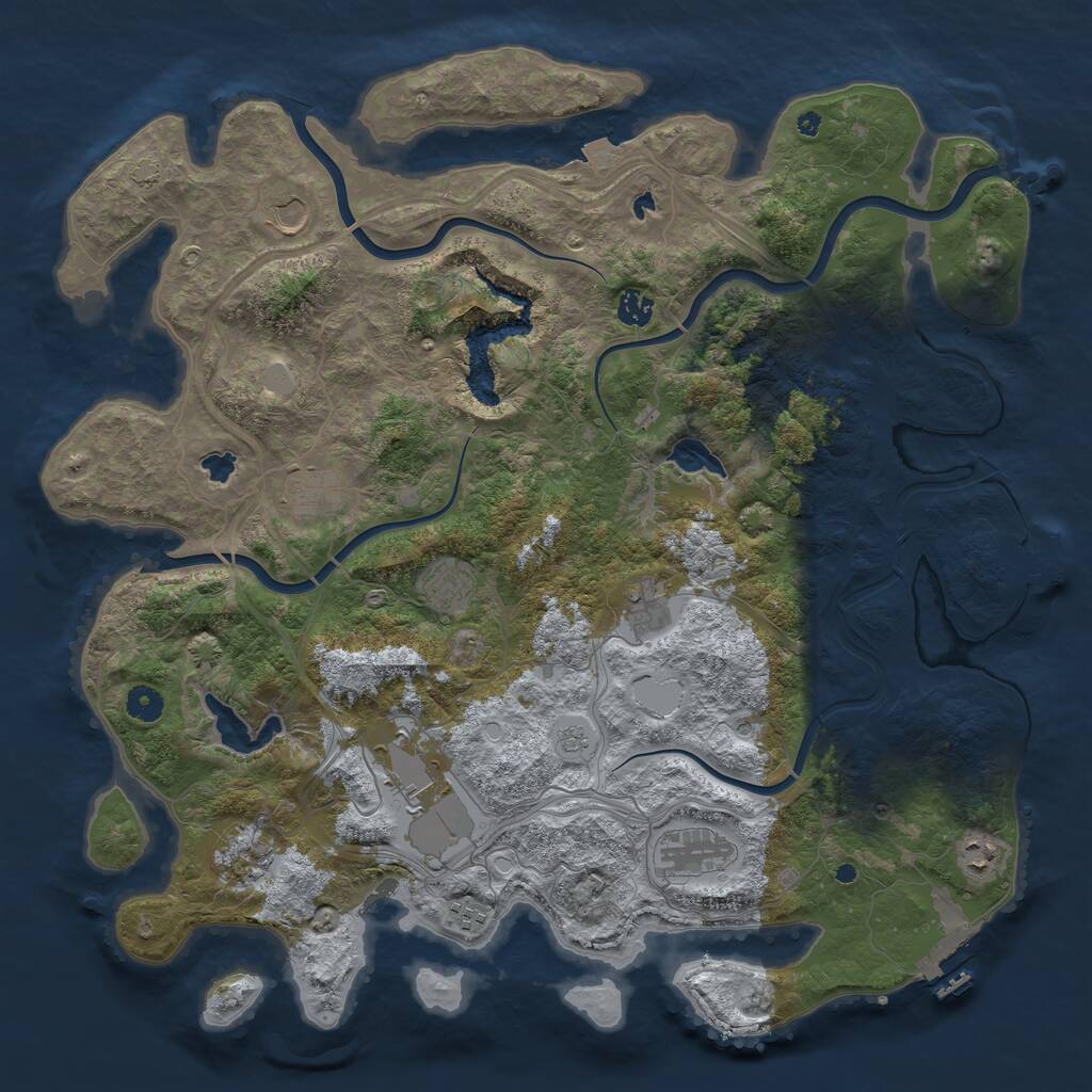 Rust Map: Procedural Map, Size: 4500, Seed: 593533963, 16 Monuments