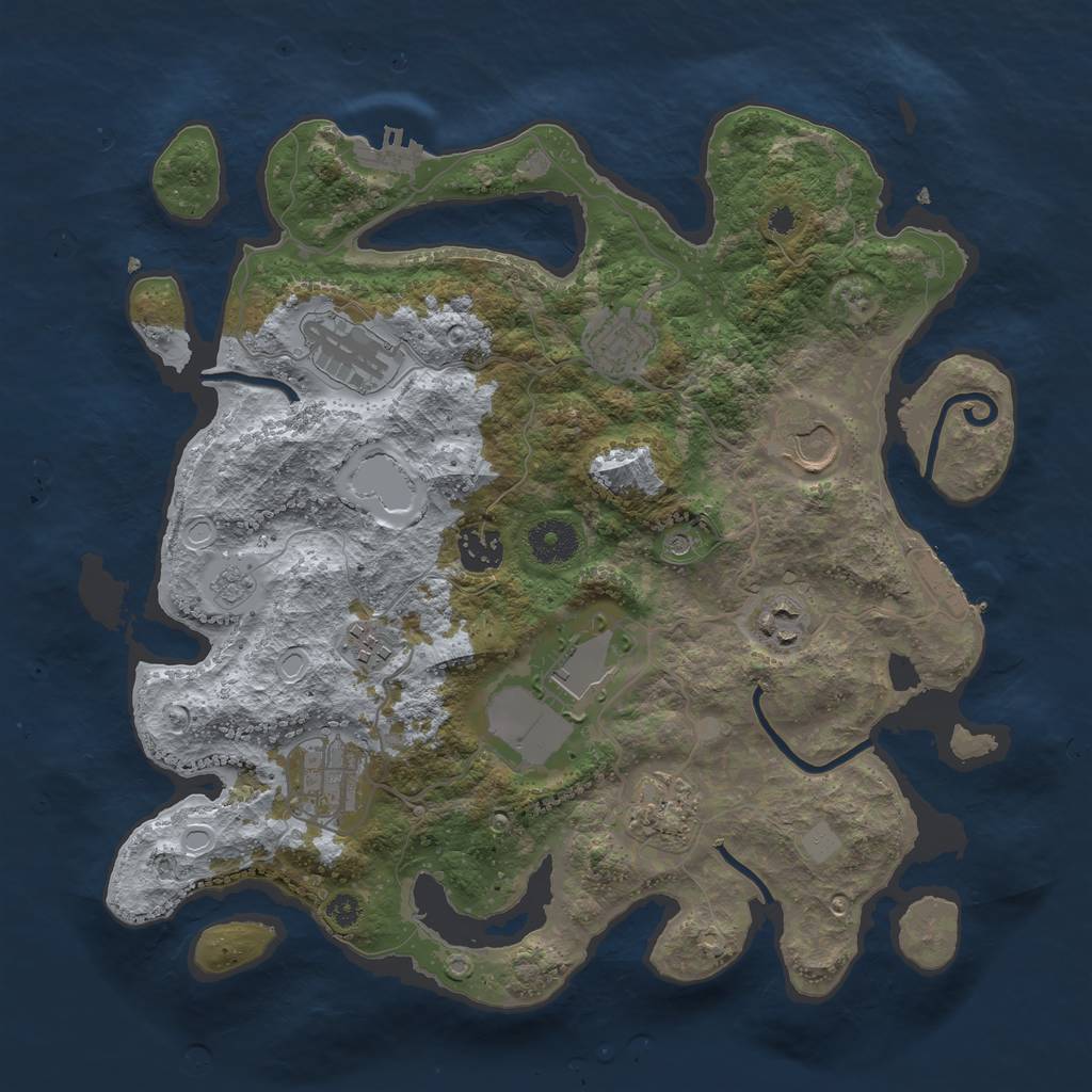 Rust Map: Procedural Map, Size: 3500, Seed: 92817789, 16 Monuments