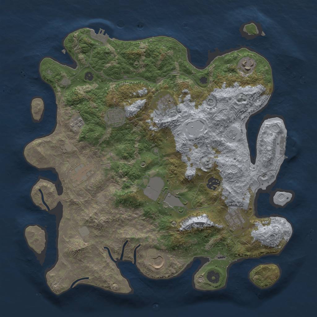 Rust Map: Procedural Map, Size: 3700, Seed: 427821736, 16 Monuments