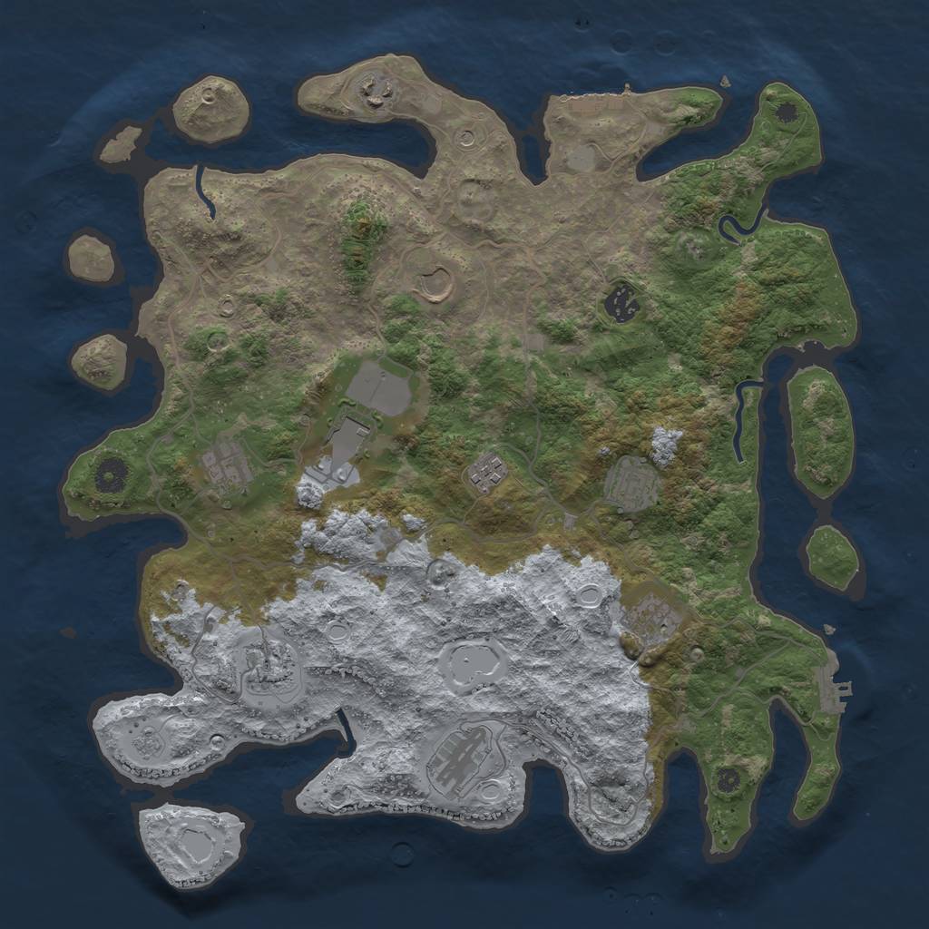Rust Map: Procedural Map, Size: 4000, Seed: 1211741221, 17 Monuments