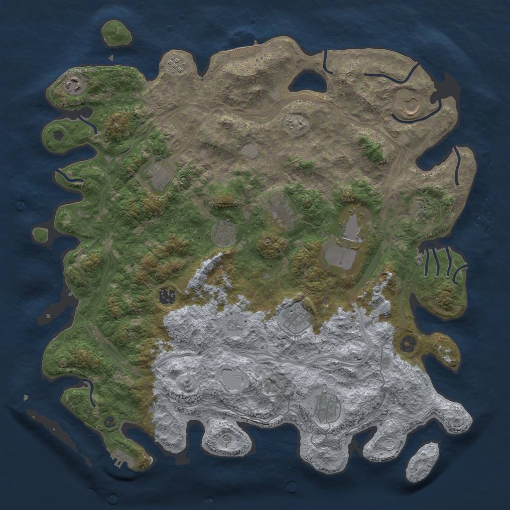 Rust Map: Procedural Map, Size: 4500, Seed: 915733929, 18 Monuments