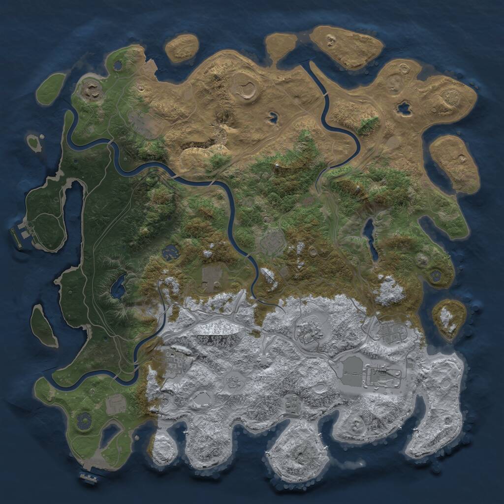 Rust Map: Procedural Map, Size: 4500, Seed: 1999215828, 19 Monuments