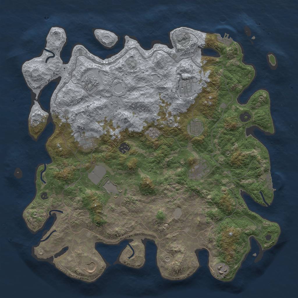 Rust Map: Procedural Map, Size: 4200, Seed: 40523, 17 Monuments